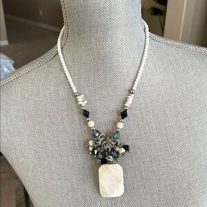 Cream and Silver Artisanal Necklace